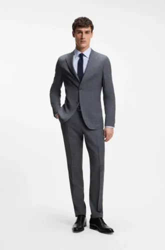 Slim fit-kavaj i nyull, siden och linne