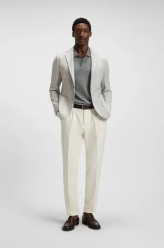Slim fit-kavaj i rutigt stretchtyg