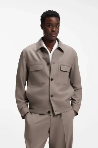 Slim fit-kavaj i skrynkelfri twill