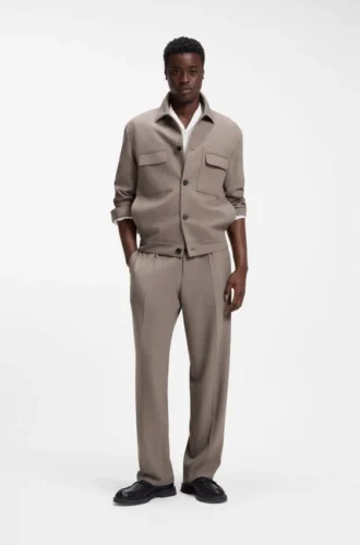 Slim fit-kavaj i skrynkelfri twill