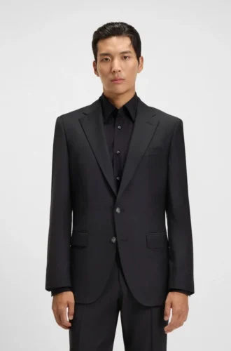 Slim fit-kavaj i stretchull