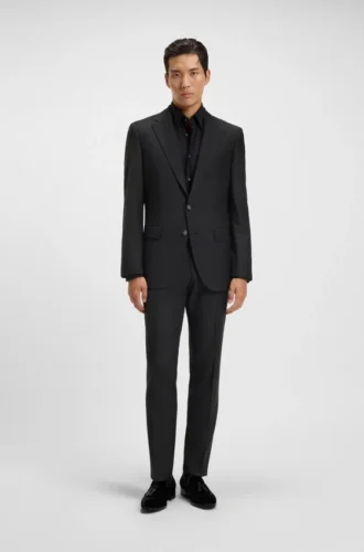 Slim fit-kavaj i stretchull