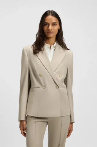 Slim fit-kavaj i twill av nyull