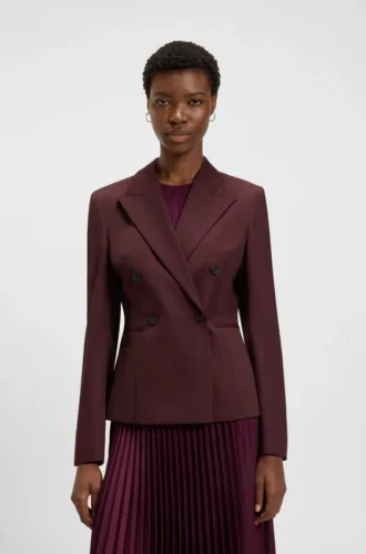 Slim fit-kavaj i twill av nyull