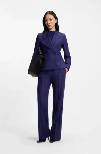 Slim fit-kavaj i twill av nyull