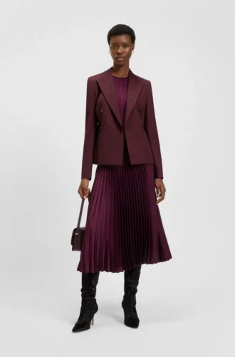 Slim fit-kavaj i twill av nyull