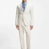 Slim fit-kavaj i ull, siden och linne
