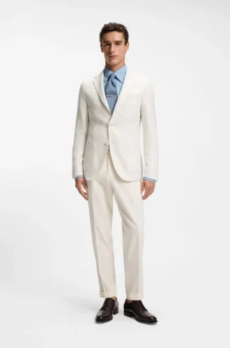 Slim fit-kavaj i ull, siden och linne