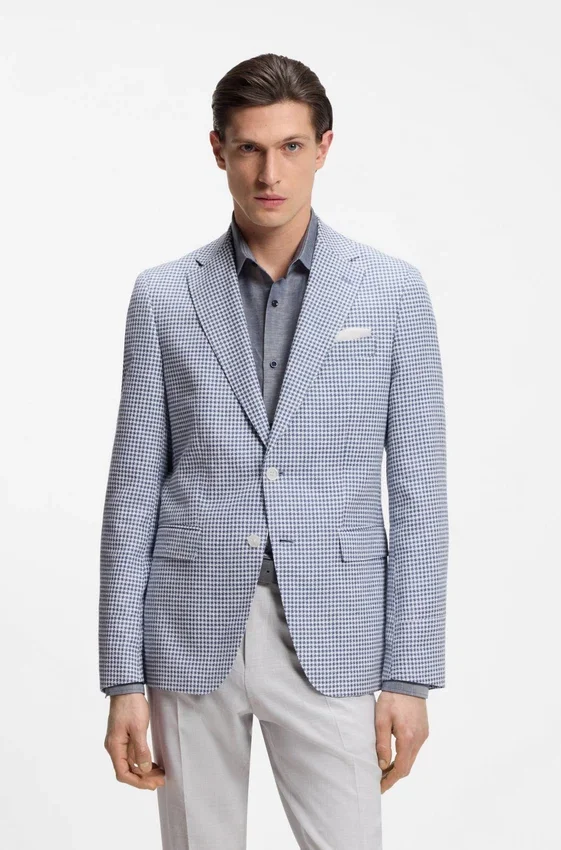 Slim fit-kavaj med hundtandsmönster Slim fit-kavaj med hundtandsmönster