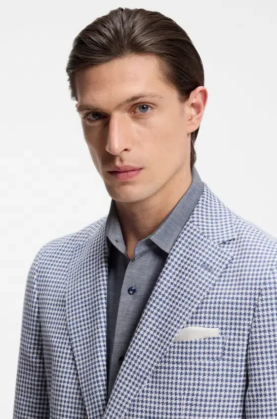Slim fit-kavaj med hundtandsmönster Slim fit-kavaj med hundtandsmönster