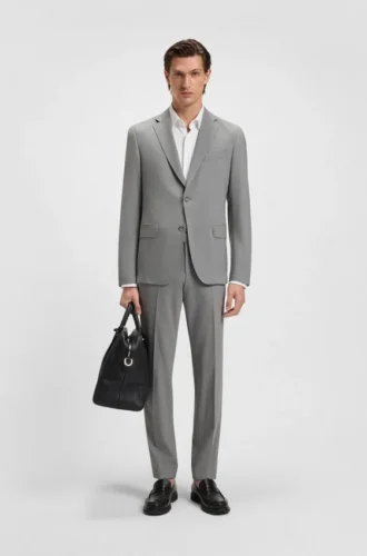 Slim fit-kostym med mikromönster i stretchtyg