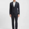 Slim fit-kostym med mikromönster i stretchtyg