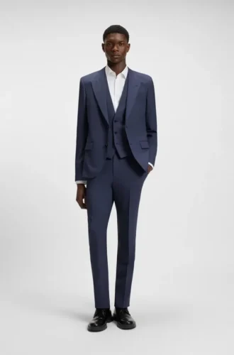 Slim fit-kostym och tre delar i stretchigt sharkskin