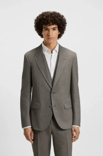 Slim fit-kostym och tre delar i stretchigt sharkskin