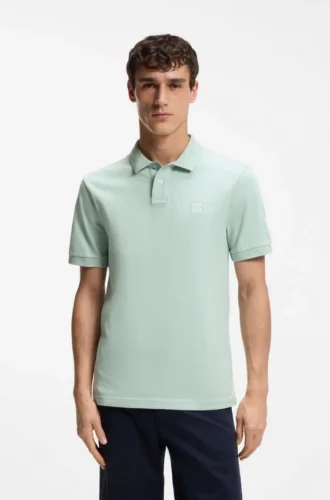 Slim fit-polotröja i stretchbomull med logotyp