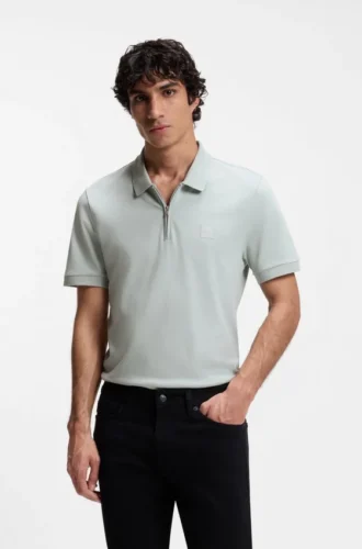 Slim fit-polotröja i stretchbomull med logotyp