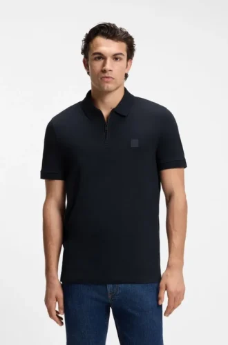 Slim fit-polotröja i stretchbomull med logotyp