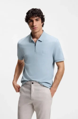 Slim fit-polotröja i stretchbomull med logotyp