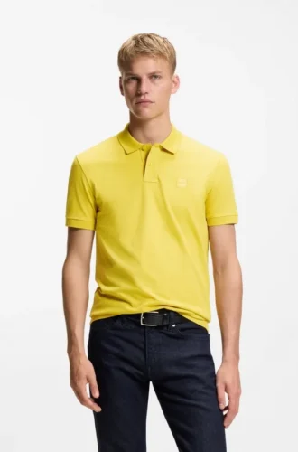 Slim fit-polotröja i stretchbomull med logotyp