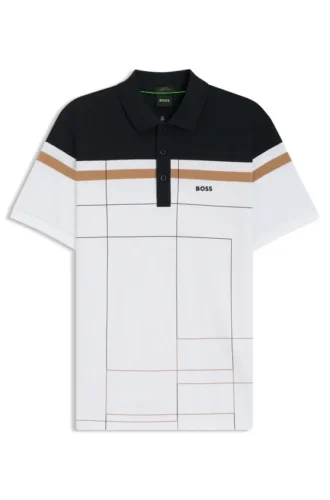 Slim fit-polotröja i stretchbomull med snabbtorkande funktion