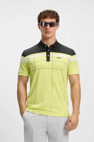 Slim fit-polotröja i stretchbomull med snabbtorkande funktion