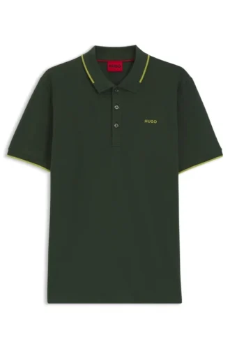 Slim fit-polotröja i stretchbomull med tryckt logotyp