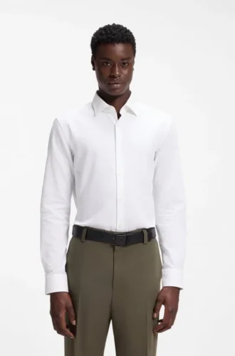Slim fit-skjorta i dobby-bomull