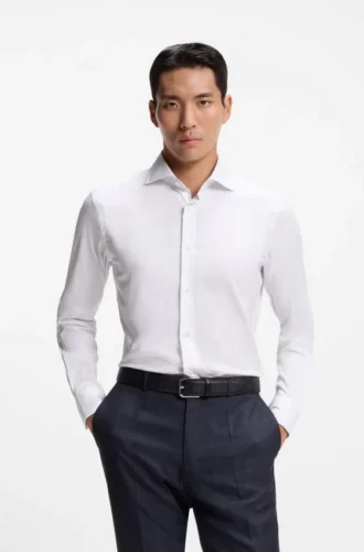 Slim fit-skjorta i en italiensk bomullsblandning
