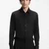 Slim fit-skjorta i funktionsstretch-jacquard