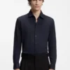 Slim fit-skjorta i funktionsstretch-jacquard