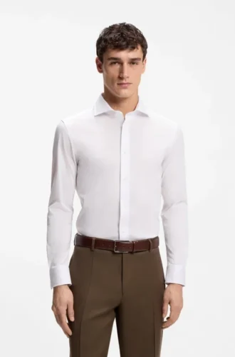 Slim fit-skjorta i italiensk bomull