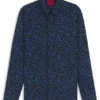 Slim fit-skjorta i poplin med abstrakt tryck Slim fit-skjorta i poplin med abstrakt tryck