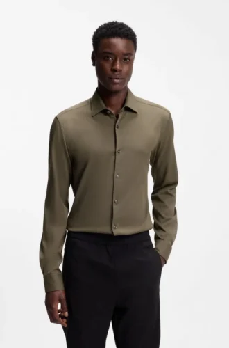 Slim fit-skjorta i stretchig twill