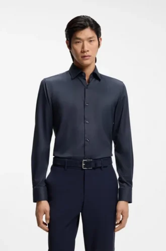 Slim-fit-skjorta i stretchig twill