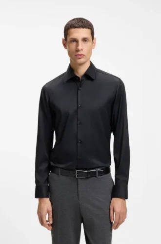 Slim-fit-skjorta i stretchig twill
