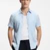 Slim fit-skjorta i stretchlinne