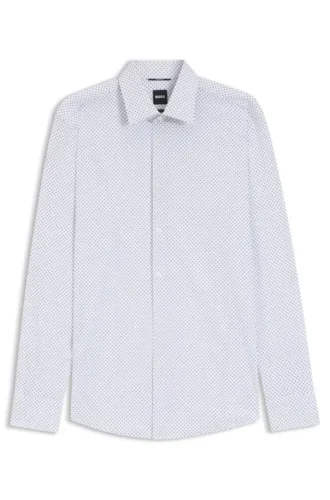 Slim fit-skjorta i tryckt stretchtyg