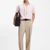 Slim fit-skjorta med blommönster i stretchlinne