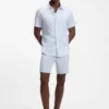 Slim fit-skjorta med blommönster i stretchlinne