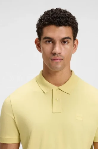 Slim-fit stretchbomullskjorta med logotyp