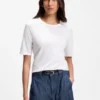 Slim-fit T-shirt i bomull, modal och silke