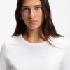 Slim-fit T-shirt i bomull, modal och silke
