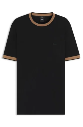 Slim fit-T-shirt i merceriserad bomull med kontrastkanter
