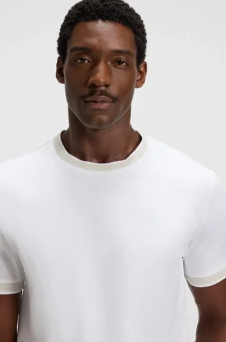 Slim fit-T-shirt i merceriserad bomull med kontrastkanter
