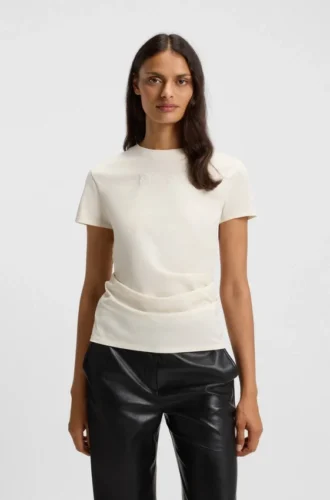 Slim fit-T-shirt i merceriserad bomull med ton-i-ton-mönster