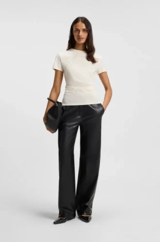 Slim fit-T-shirt i merceriserad bomull med ton-i-ton-mönster