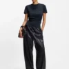 Slim fit-T-shirt i merceriserad bomull med ton-i-ton-mönster