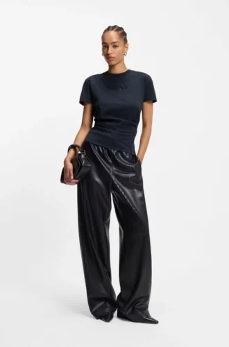 Slim fit-T-shirt i merceriserad bomull med ton-i-ton-mönster