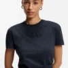 Slim fit-T-shirt i merceriserad bomull med ton-i-ton-mönster
