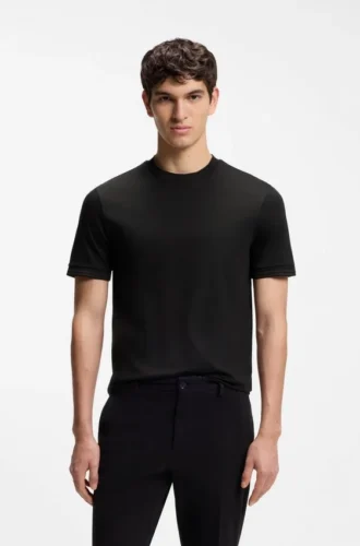 Slim fit-T-shirt med kontrasterande kantband i merceriserad bomull